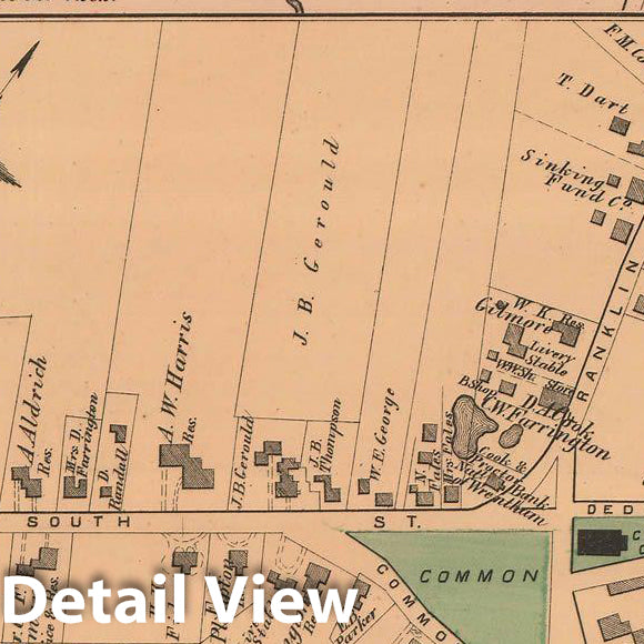 Historic Map : Atlas of Norfolk County, Wrentham 1876 , v2, Vintage Wall Art