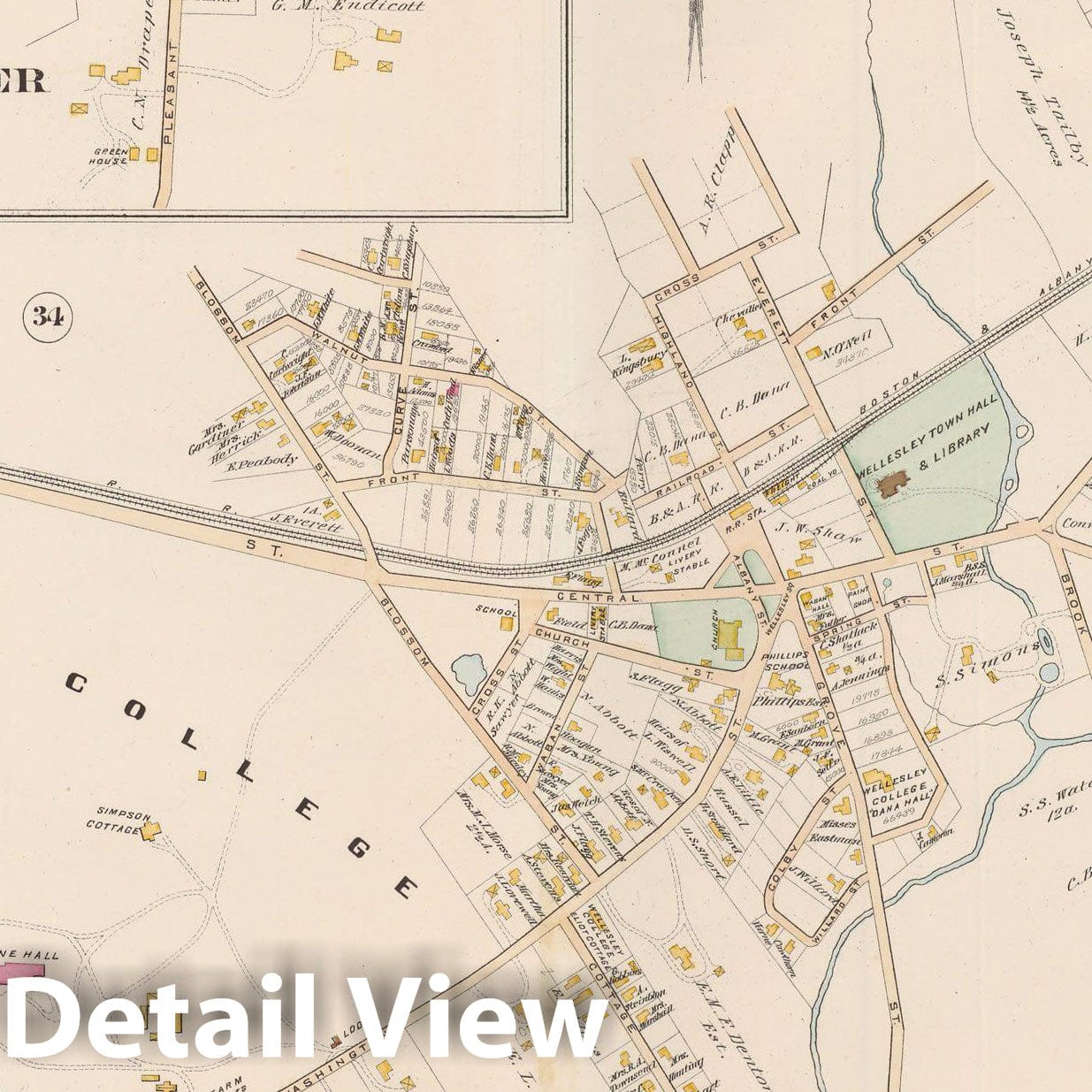 Historic Map : Atlas of Norfolk County, Canton & Wellesley 1888 Plate 036 , Vintage Wall Art