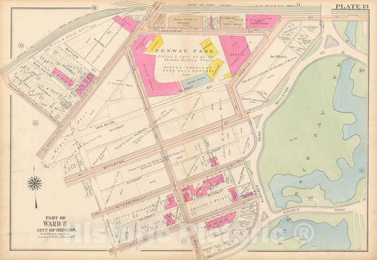 Historic Map : Atlas City of Boston, Roxbury, Roxbury 1915 Plate 013 , Vintage Wall Art
