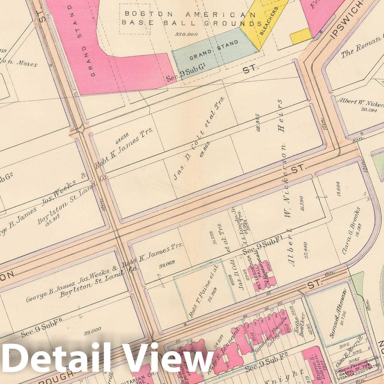 Historic Map : Atlas City of Boston, Roxbury, Roxbury 1915 Plate 013 , Vintage Wall Art