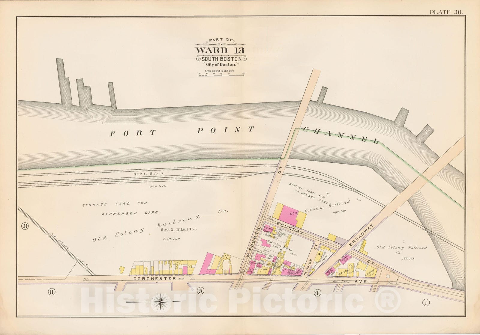 Historic Map : Atlas City of Boston, South Boston 1899 Plate 030 , Vintage Wall Art