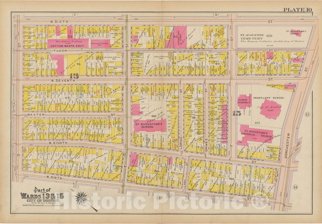 Historic Map : Atlas of South Boston, South Boston 1910 Plate 010 , Vintage Wall Art