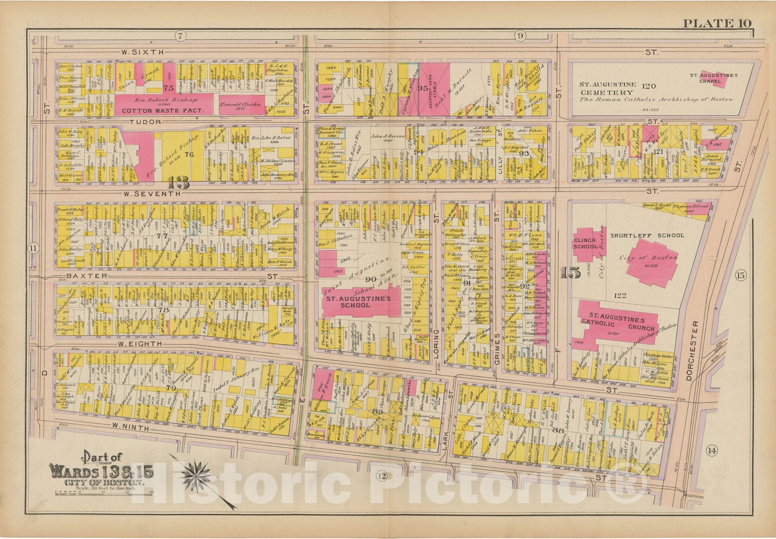 Historic Map : Atlas of South Boston, South Boston 1910 Plate 010 , Vintage Wall Art