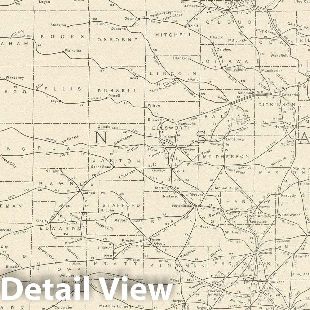 Historic Map : Kansas 1925 , v2, Vintage Wall Art