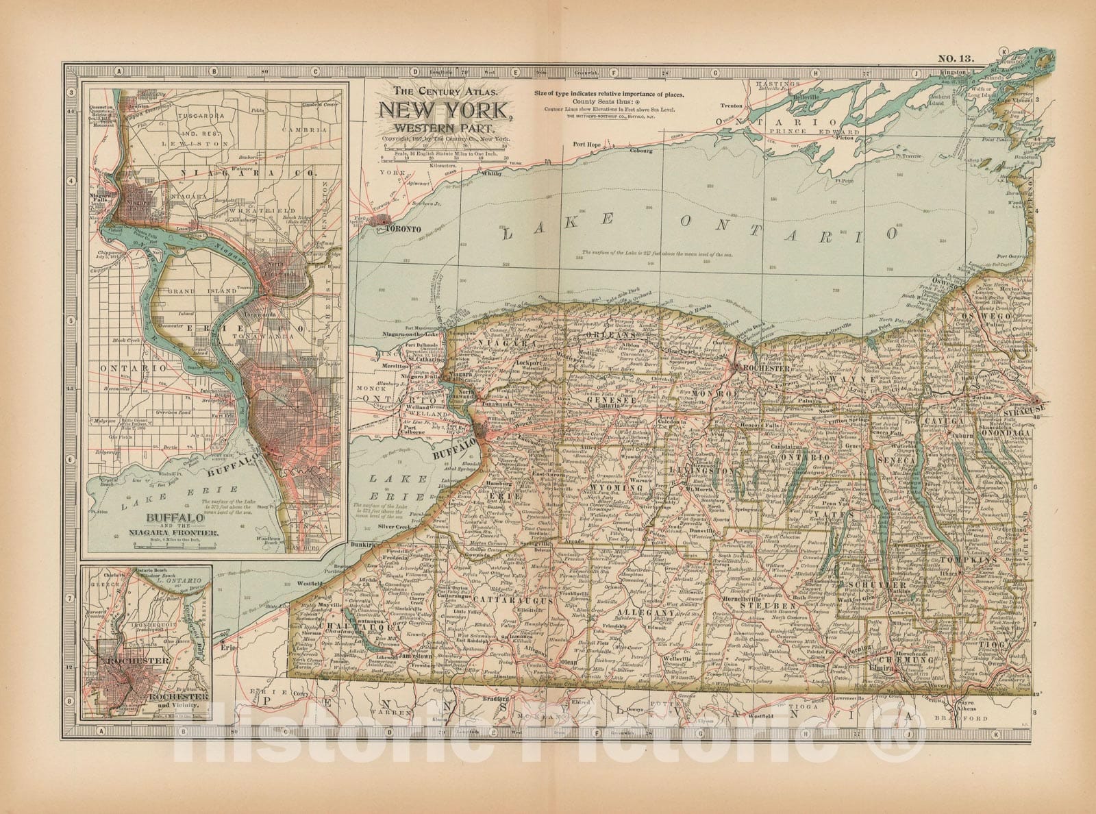 Historic Map : New York 1897 , The Century Atlas World , v3, Vintage Wall Art