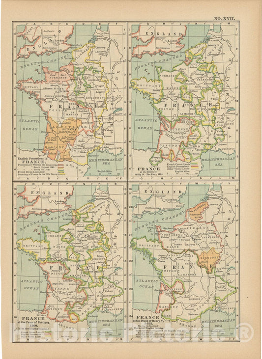 Historic Map : France 1914 , Century Atlas of the World, v4, Vintage Wall Art