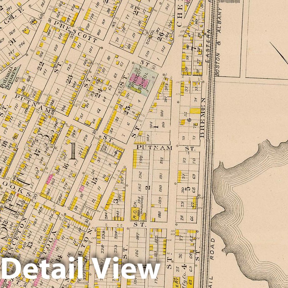 Historic Map : City Atlas of Boston, Massachusetts, East Boston 1882 Plate 003 , Vintage Wall Art