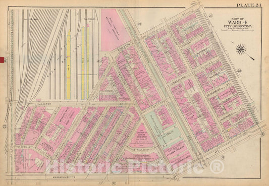 Historic Map : Atlas City of Boston: Boston Proper and Back Bay, Boston 1928 Plate 024 , Vintage Wall Art