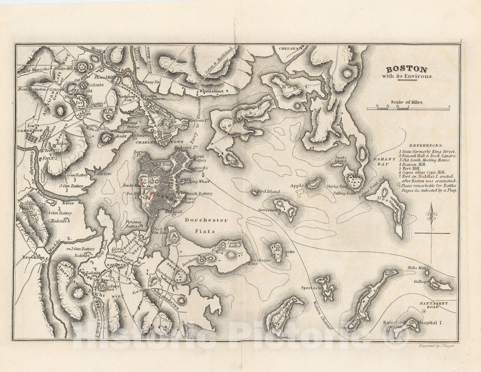Historic Map : Boston 1809 , v2, Vintage Wall Art
