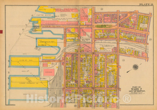 Historic Map : Atlas City of Boston: Charlestown and East Boston, East Boston 1922 Plate 021 , Vintage Wall Art