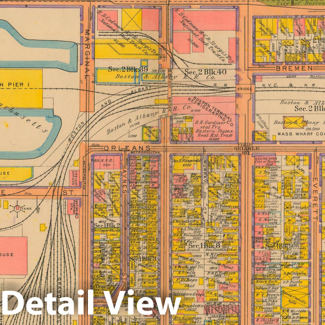 Historic Map : Atlas City of Boston: Charlestown and East Boston, East Boston 1922 Plate 021 , Vintage Wall Art