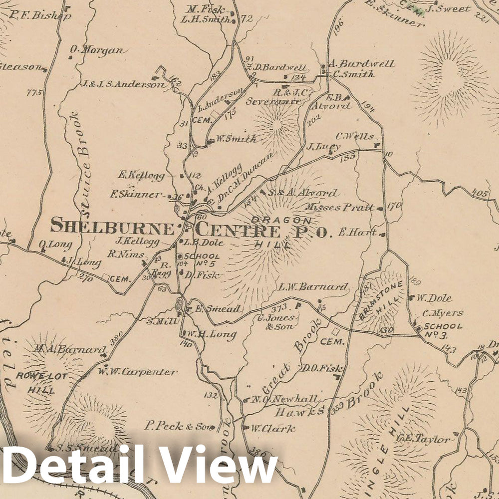 Historic Map : Atlas of Franklin Co. Massachusetts, Shelburne 1871 , Vintage Wall Art