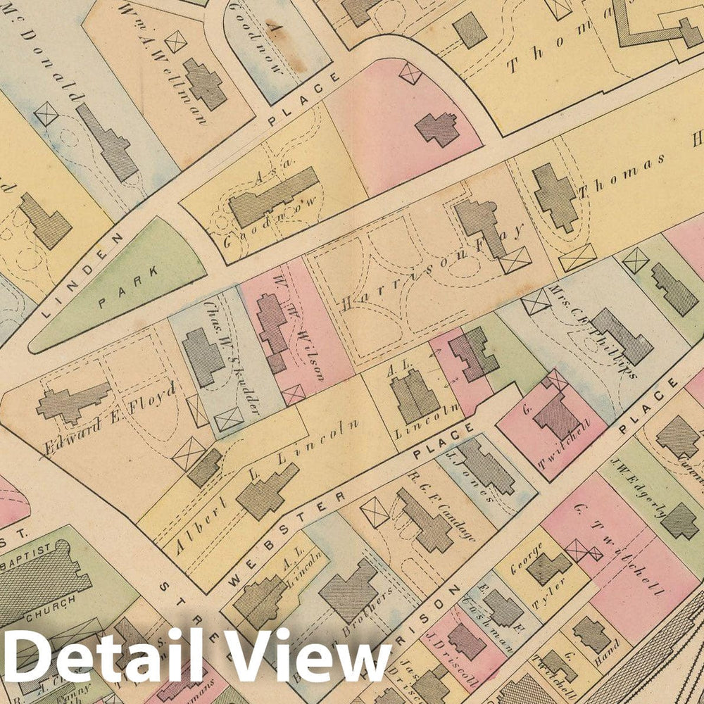 Historic Map : Atlas Town of Brookline, Brookline 1874 Plate D , Vintage Wall Art
