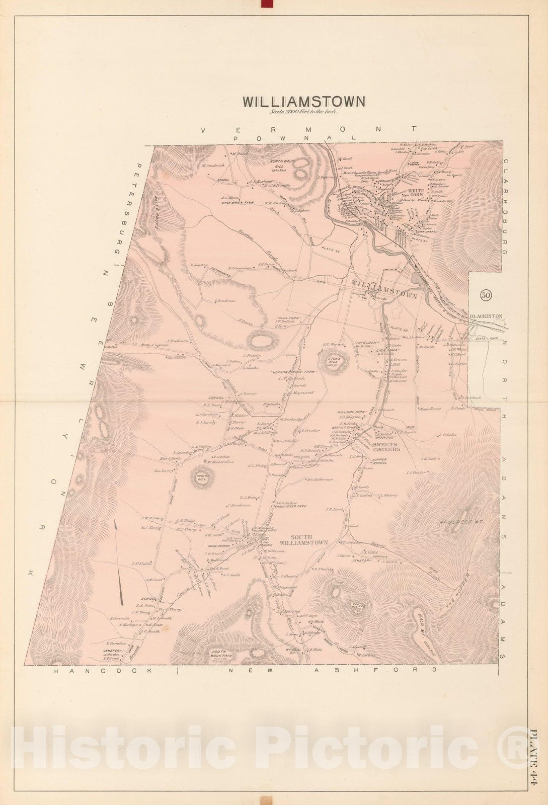 Historic Map : Atlas of Berkshire County Massachusetts, Williamstown 1904 Plate 044 , Vintage Wall Art