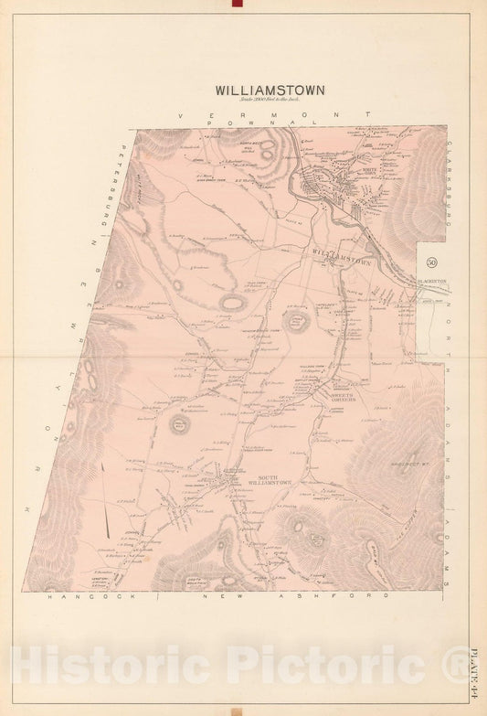 Historic Map : Atlas of Berkshire County Massachusetts, Williamstown 1904 Plate 044 , Vintage Wall Art