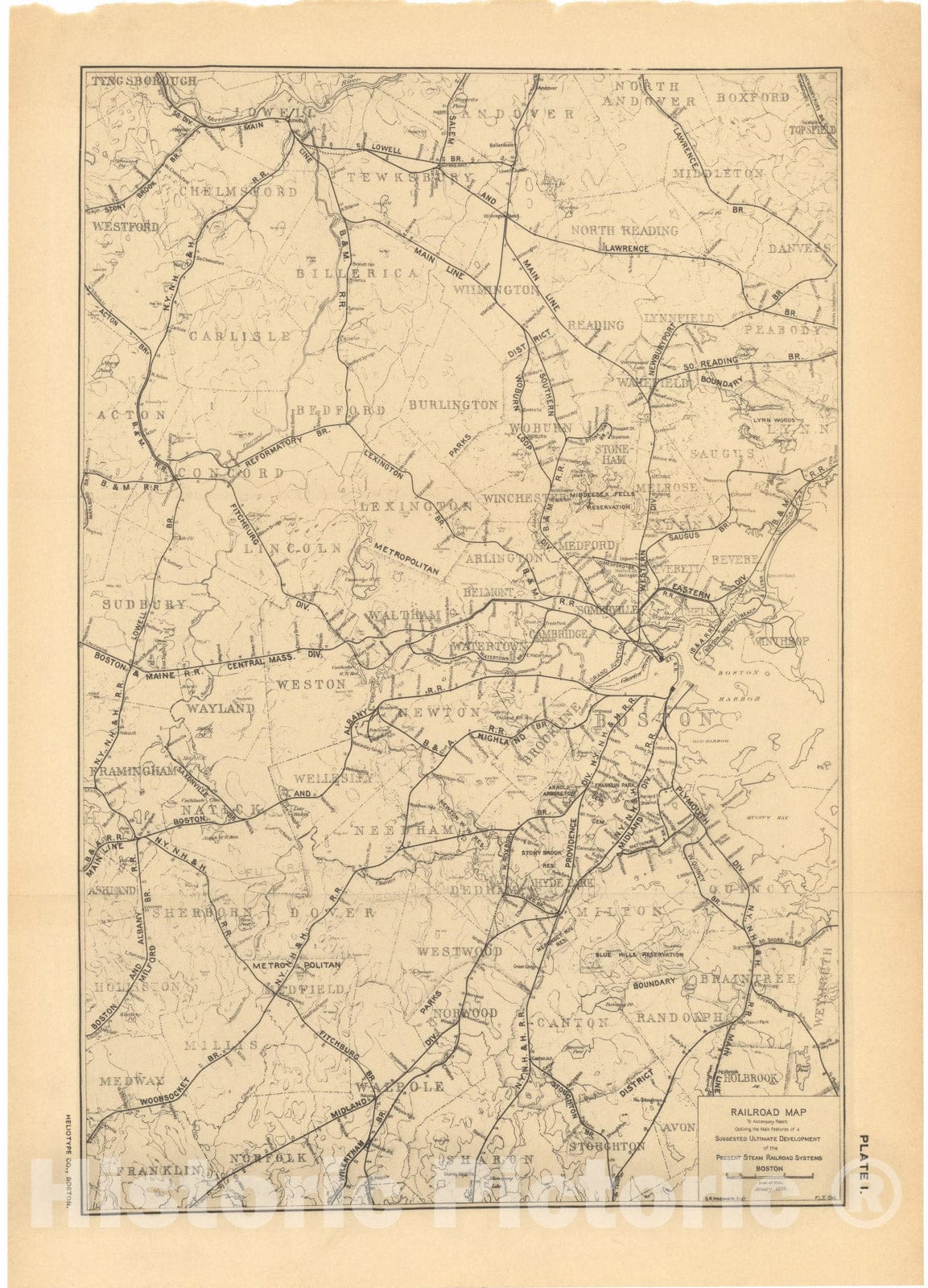 Historic Map : Public Improvements for the Metropolitan District, Boston 1909 , v4, Vintage Wall Art