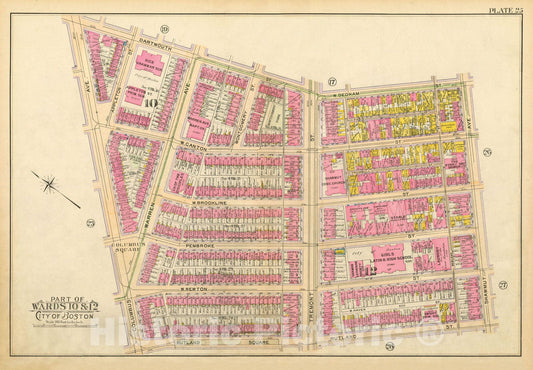Historic Map : Atlas of Boston Proper, 1902 Plate 025 , Vintage Wall Art