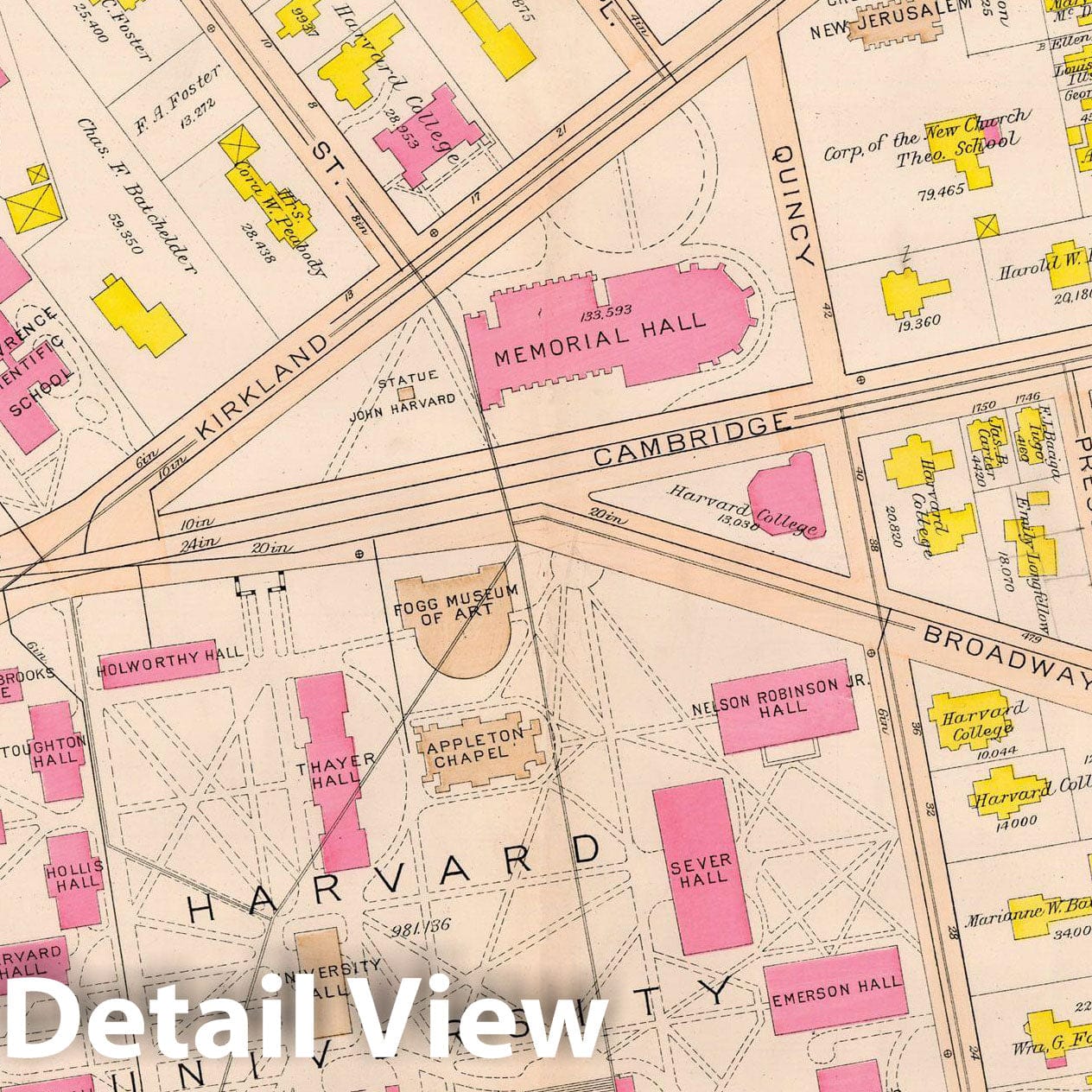 Historic Map : Atlas City of Cambridge Massachusetts 1916 Plate 018 , Vintage Wall Art