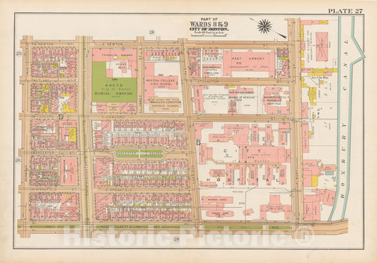 Historic Map : Atlas City of Boston, Boston 1938 Plate 027 , Vintage Wall Art