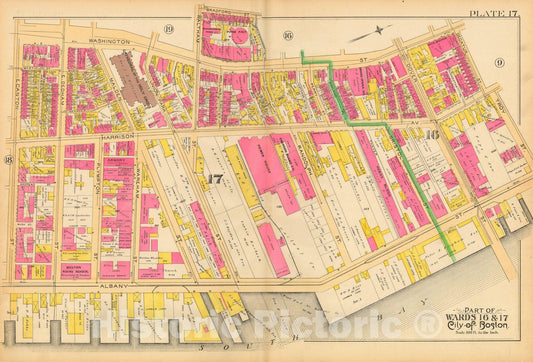 Historic Map : Atlas City of Boston, City Proper and Roxbury, Boston 1890 Plate 017 , Vintage Wall Art