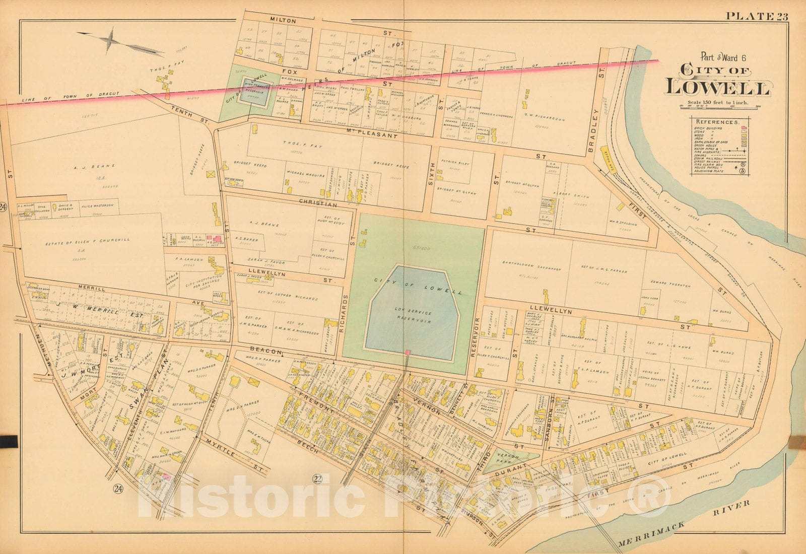 Historic Map : Atlas City of Lowell, 1896 Plate 023 , Vintage Wall Art