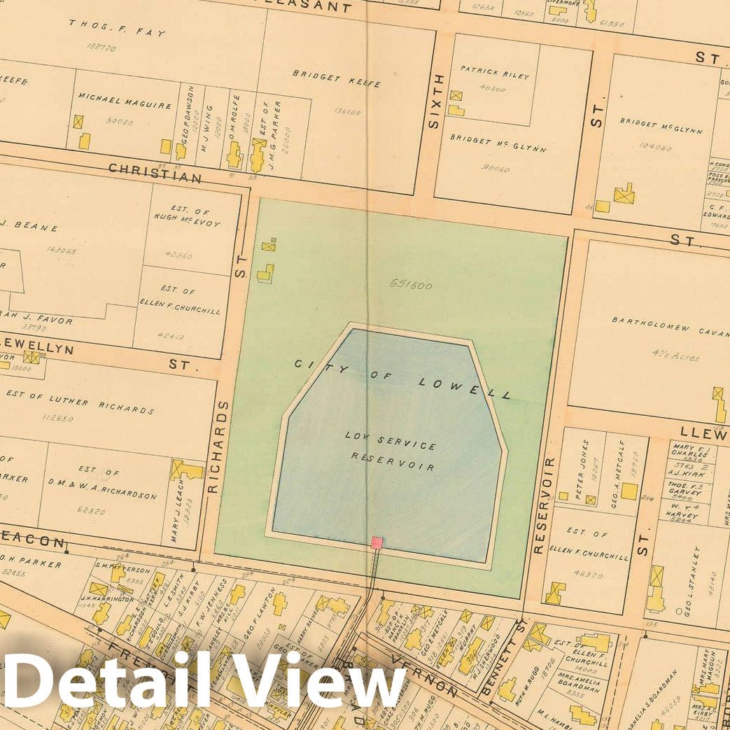Historic Map : Atlas City of Lowell, 1896 Plate 023 , Vintage Wall Art
