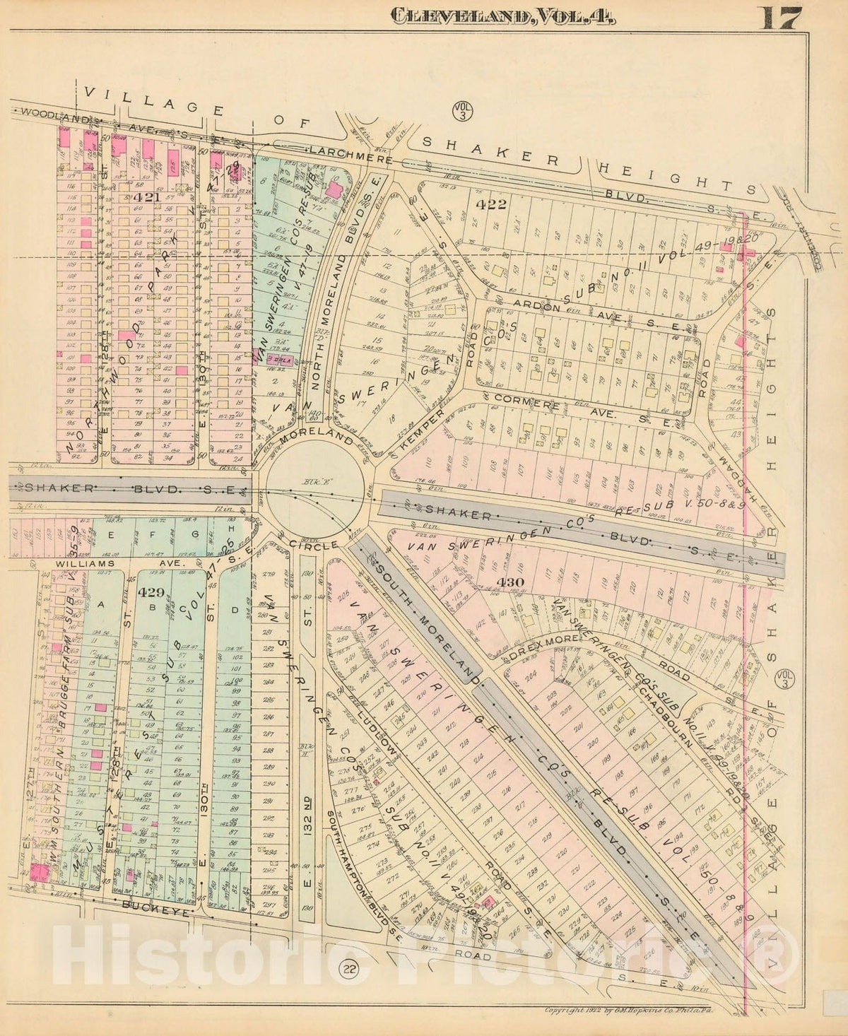 Historic Map : Atlas City of Cleveland, Vol. Four, Cleveland 1922 17R , Vintage Wall Art