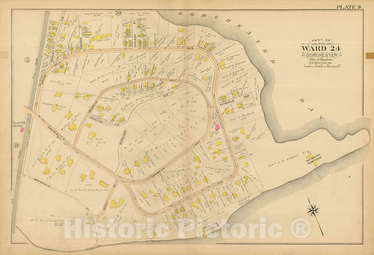 Historic Map : Atlas City of Boston, Vol. 5, Dorchester, Dorchester 1894 Plate 009 , Vintage Wall Art