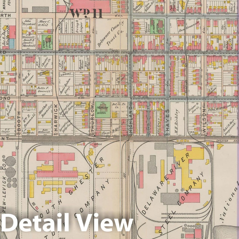 Historic Map : Atlas of Delaware County, West of Ridley Creek, Vol. Two, Chester City & Lower Chichester 1913 Plate 036 , Vintage Wall Art