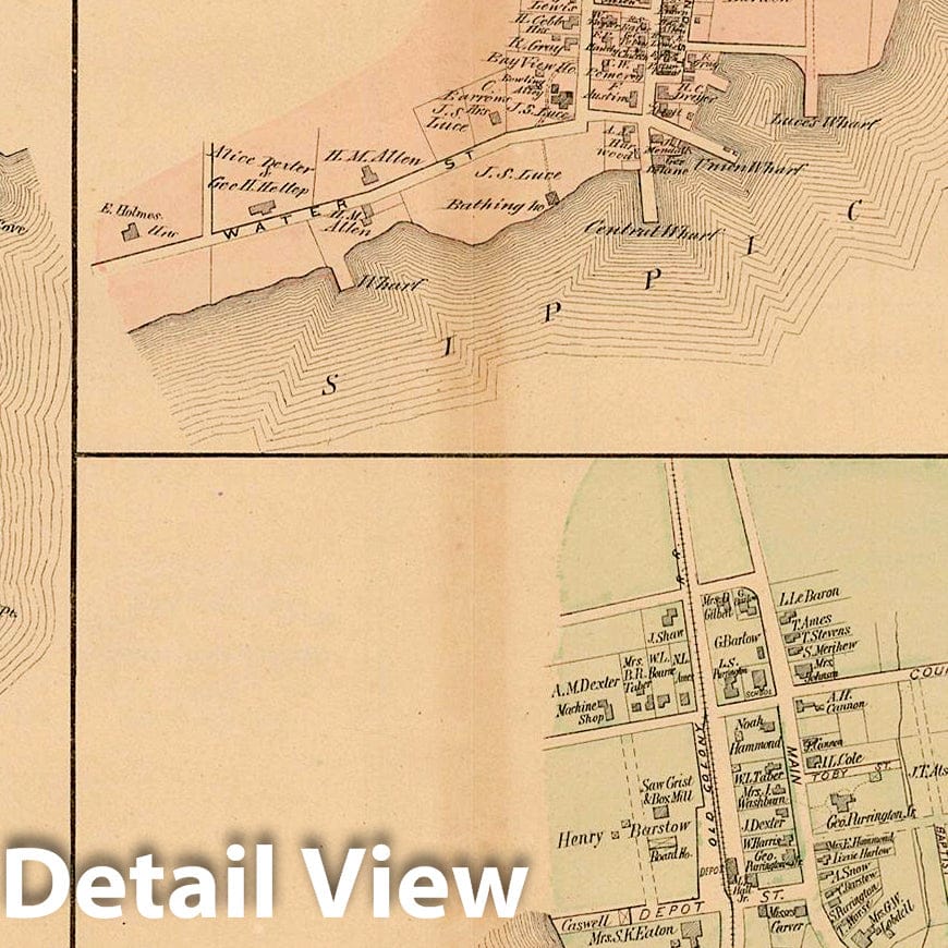 Historic Map : Atlas of Plymouth County Massachusetts, Marion & Mattapoisett 1879 , Vintage Wall Art