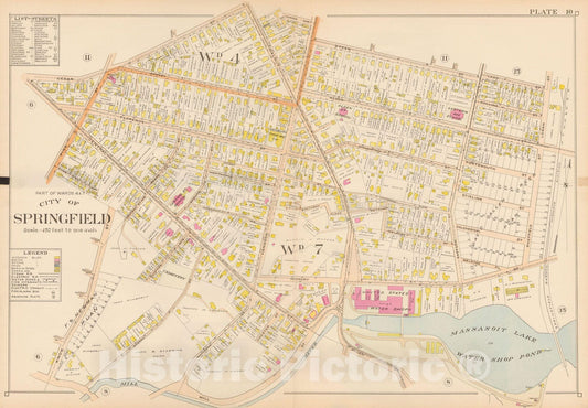 Historic Map : Atlas City of Springfield, Springfield 1899 Plate 010 , Vintage Wall Art
