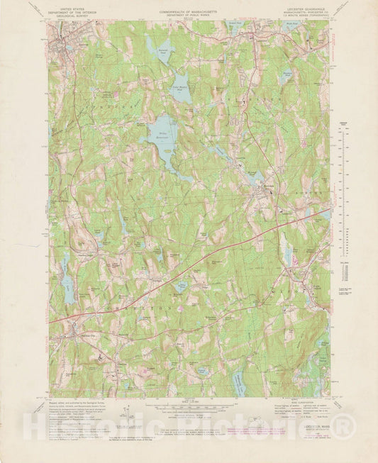 Historic Map : USGS 7.5 Minute Sheets and Quadrangles, Charlton & Leicester & Spencer 1979 Topographic Map , Vintage Wall Art