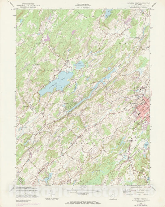 Historic Map : USGS 7.5 Minute Sheets and Quadrangles, Fredon & Hampton & Newton & Stillwater 1971 Topographic Map , Vintage Wall Art
