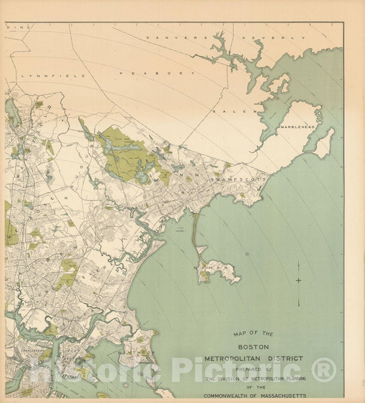 Historic Map : Map of Boston Metropolitan District - NE Quad - 1900 , Northeast U.S. State & City Maps , Vintage Wall Art