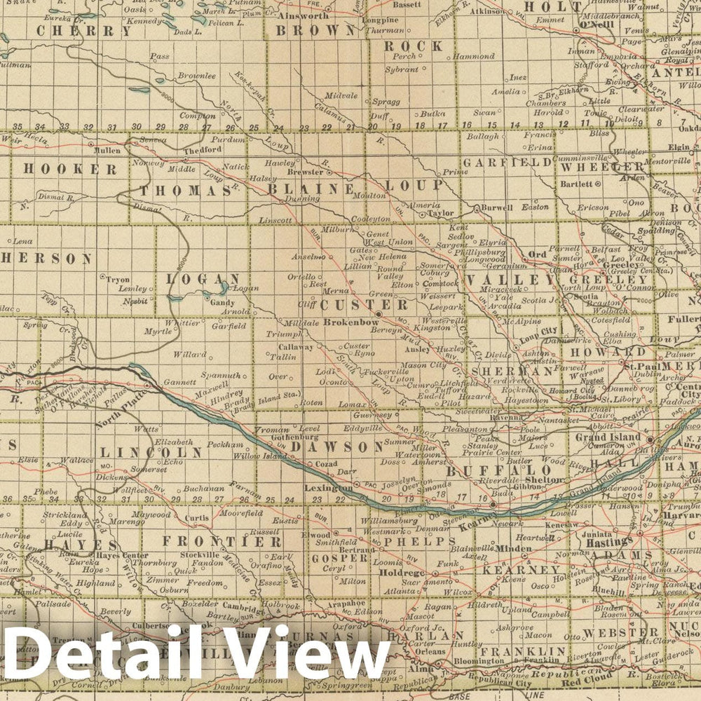 Historic Map : Nebraska 1914 , Century Atlas of the World, Vintage Wall Art