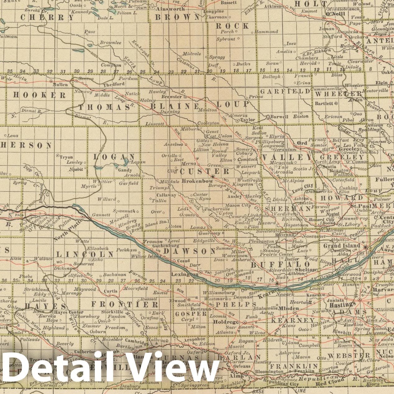 Historic Map : Nebraska 1914 , Century Atlas of the World, Vintage Wall Art