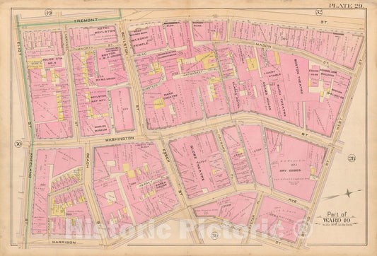 Historic Map : Atlas City of Boston, City Proper, Vol. I, Boston 1888 Plate 029 , v2, Vintage Wall Art