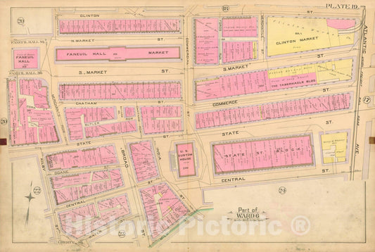Historic Map : Atlas City of Boston, City Proper, Vol. I, Boston 1888 Plate 019 , Vintage Wall Art
