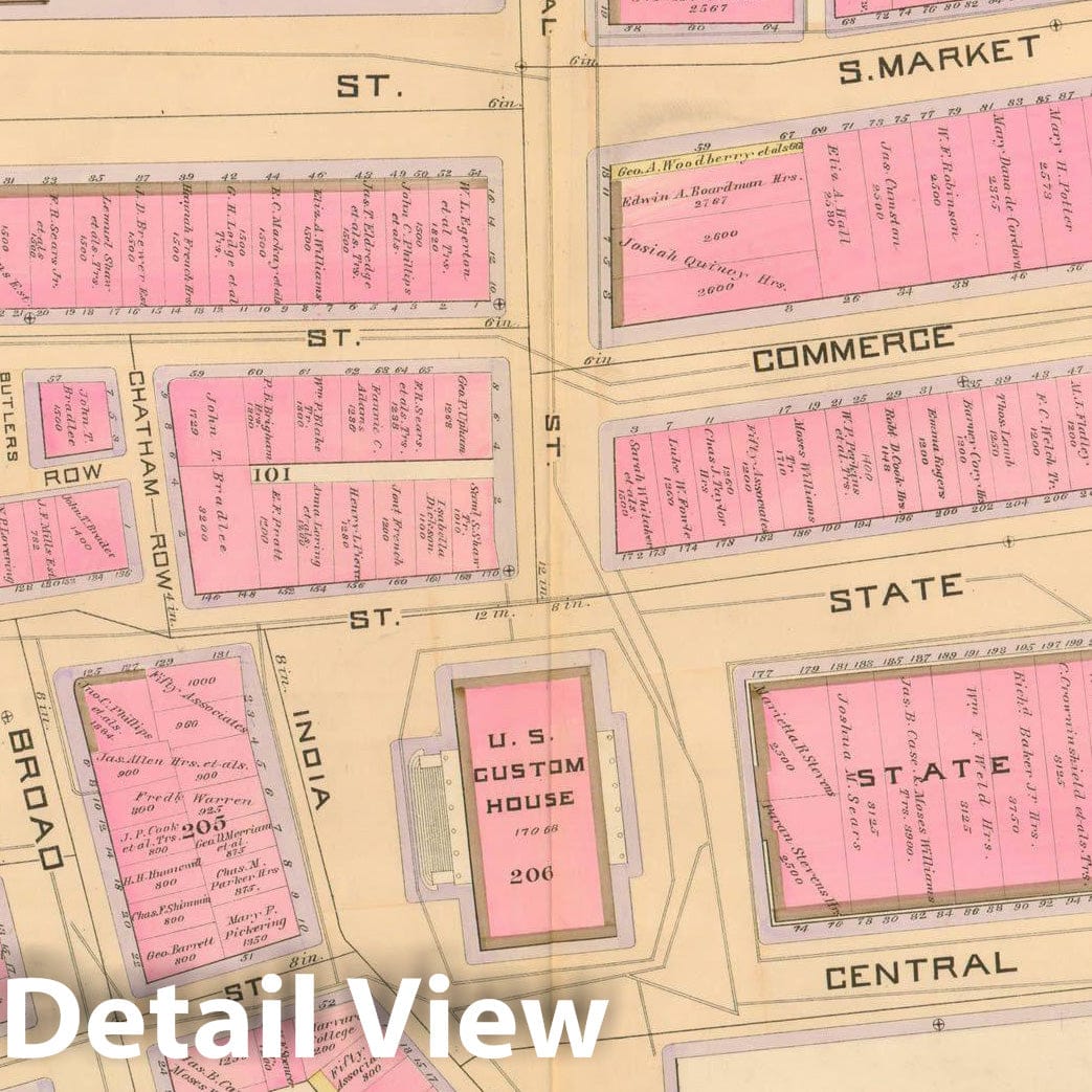 Historic Map : Atlas City of Boston, City Proper, Vol. I, Boston 1888 Plate 019 , Vintage Wall Art