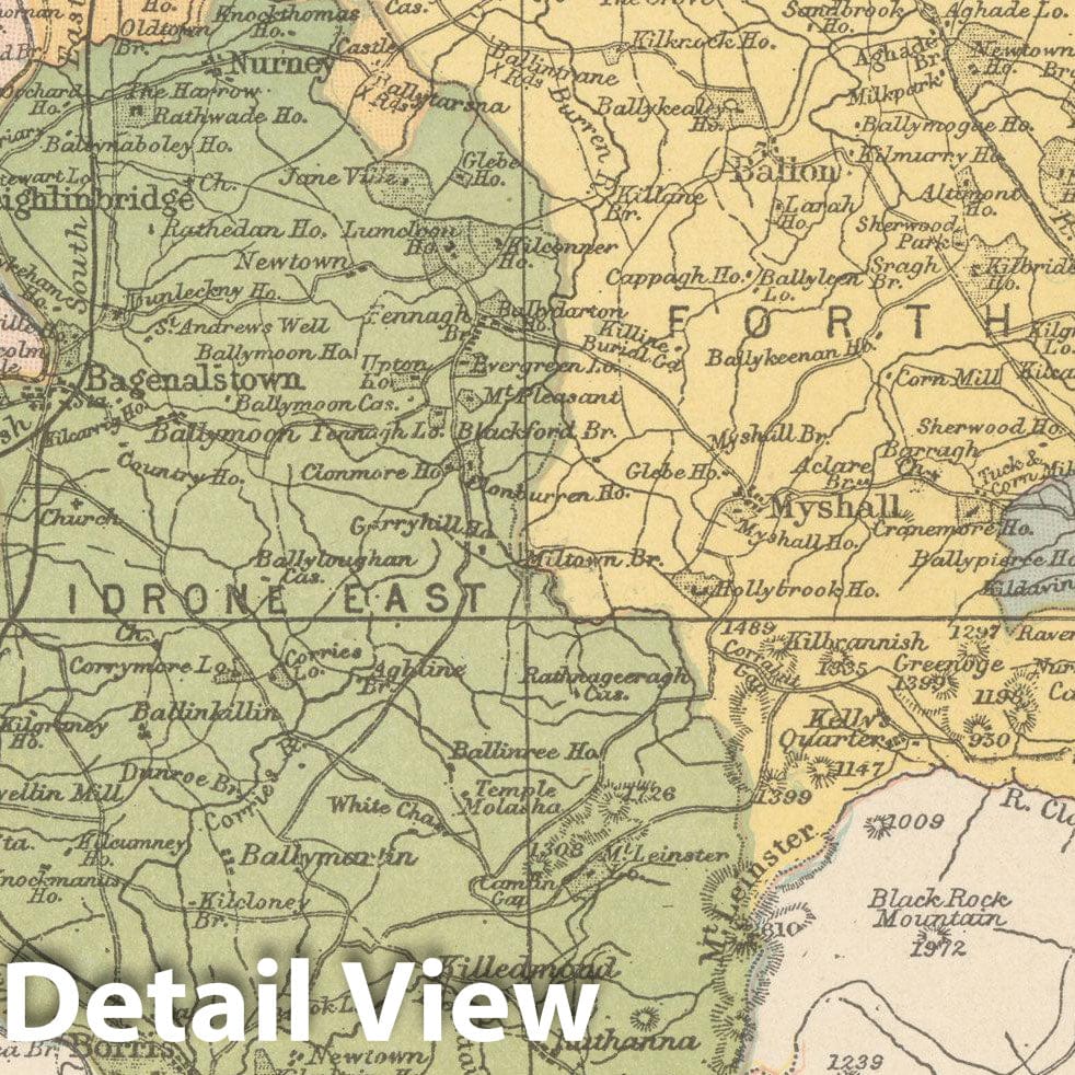 Historic Map : Irish County Maps, Carlow 1900 , Vintage Wall Art