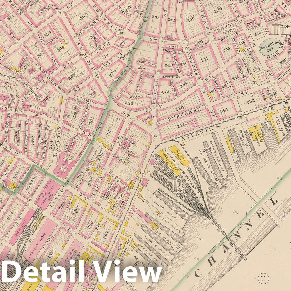 Historic Map : City Atlas of Boston, Massachusetts, Boston 1882 Plate 008 , Vintage Wall Art