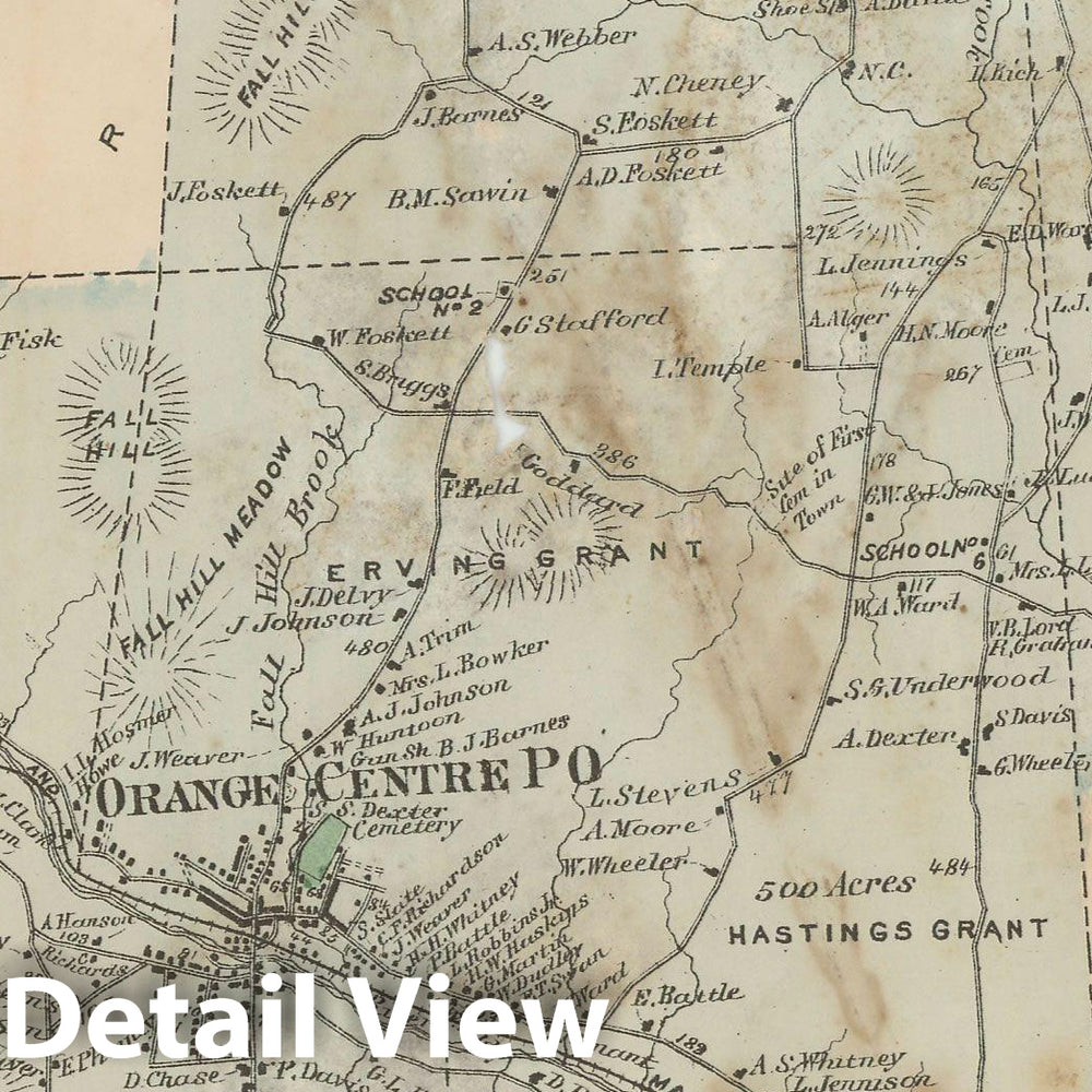 Historic Map : Atlas of Franklin Co. Massachusetts, Orange 1871 , Vintage Wall Art
