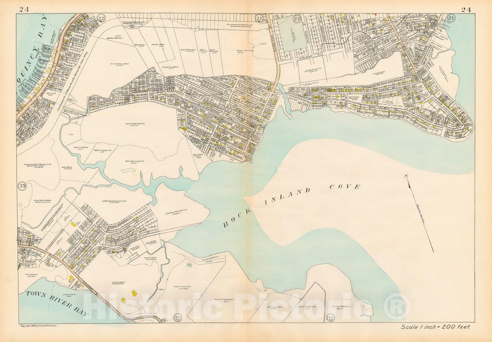Historic Map : Atlas City of Quincy Norfolk County, Quincy 1923 Plate 024 , Vintage Wall Art