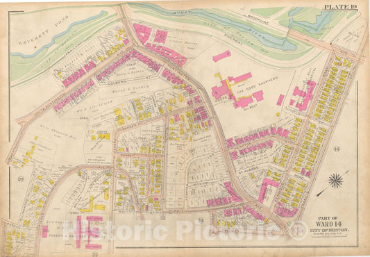Historic Map : Atlas City of Boston, Roxbury, Roxbury 1915 Plate 019 , Vintage Wall Art