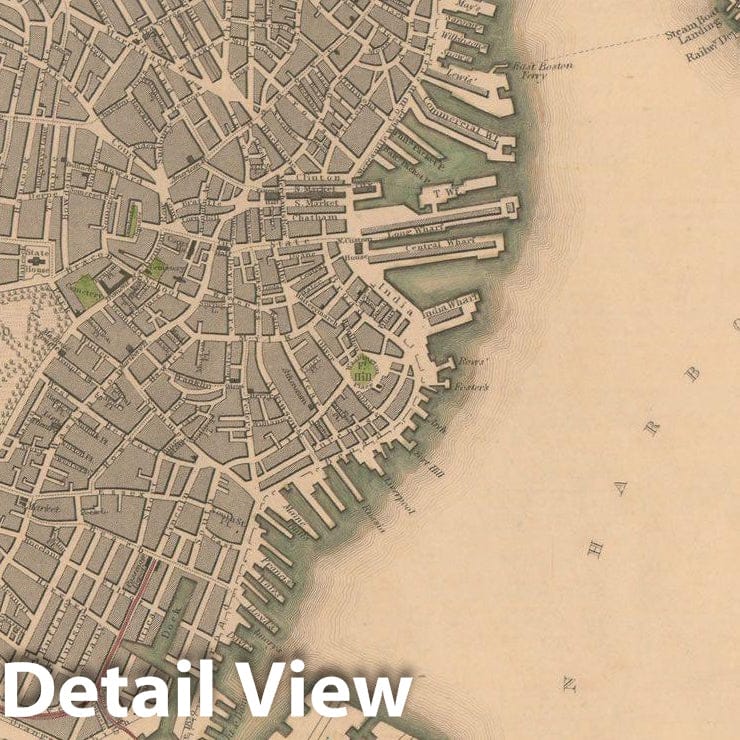 Historic Map : Boston 1842 , Vintage Wall Art