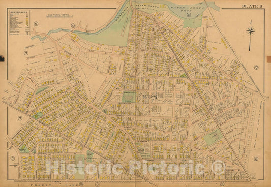Historic Map : Atlas City of Springfield and The Town of Longmeadow 1910 Plate 008 , Vintage Wall Art