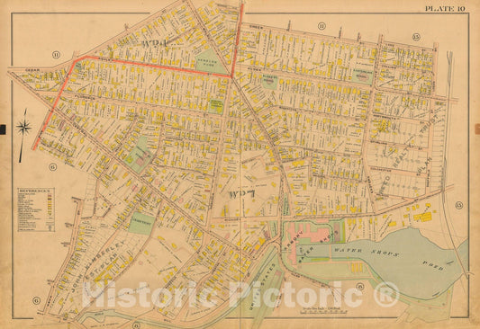 Historic Map : Atlas City of Springfield and The Town of Longmeadow 1910 Plate 010 , Vintage Wall Art