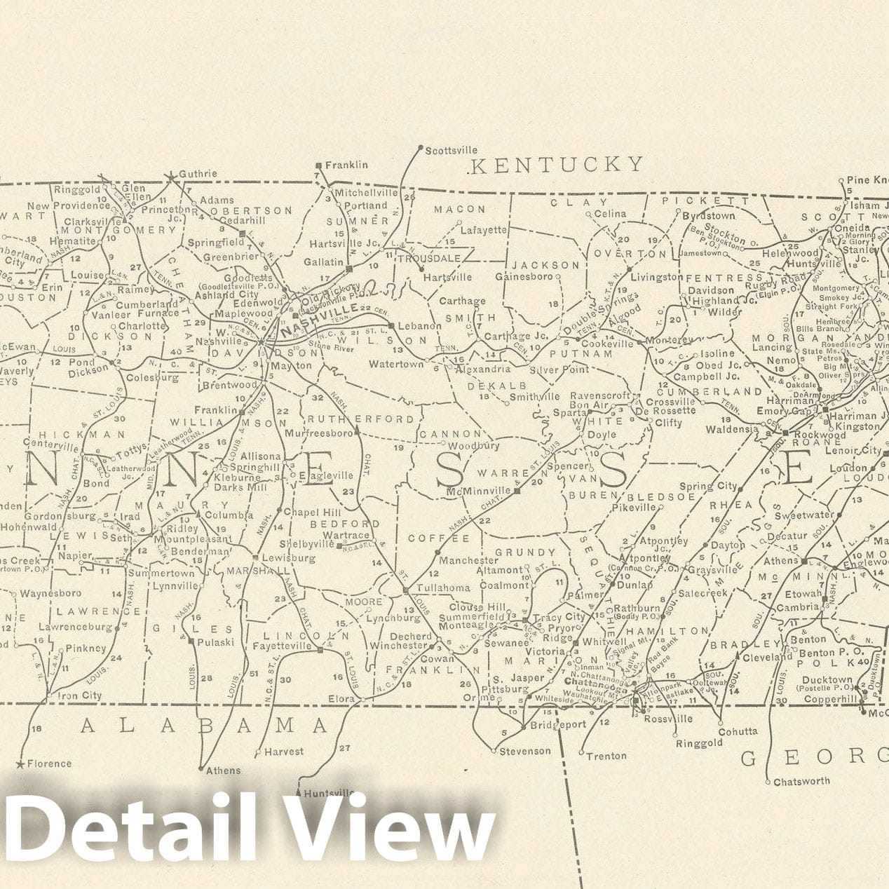Historic Map : Tennessee 1925 , v2, Vintage Wall Art