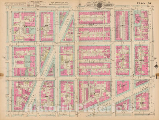 Historic Map : Atlas of Washington D.C. Volume 1 (Inner NW), Washington 1939 Plate 026 , Vintage Wall Art
