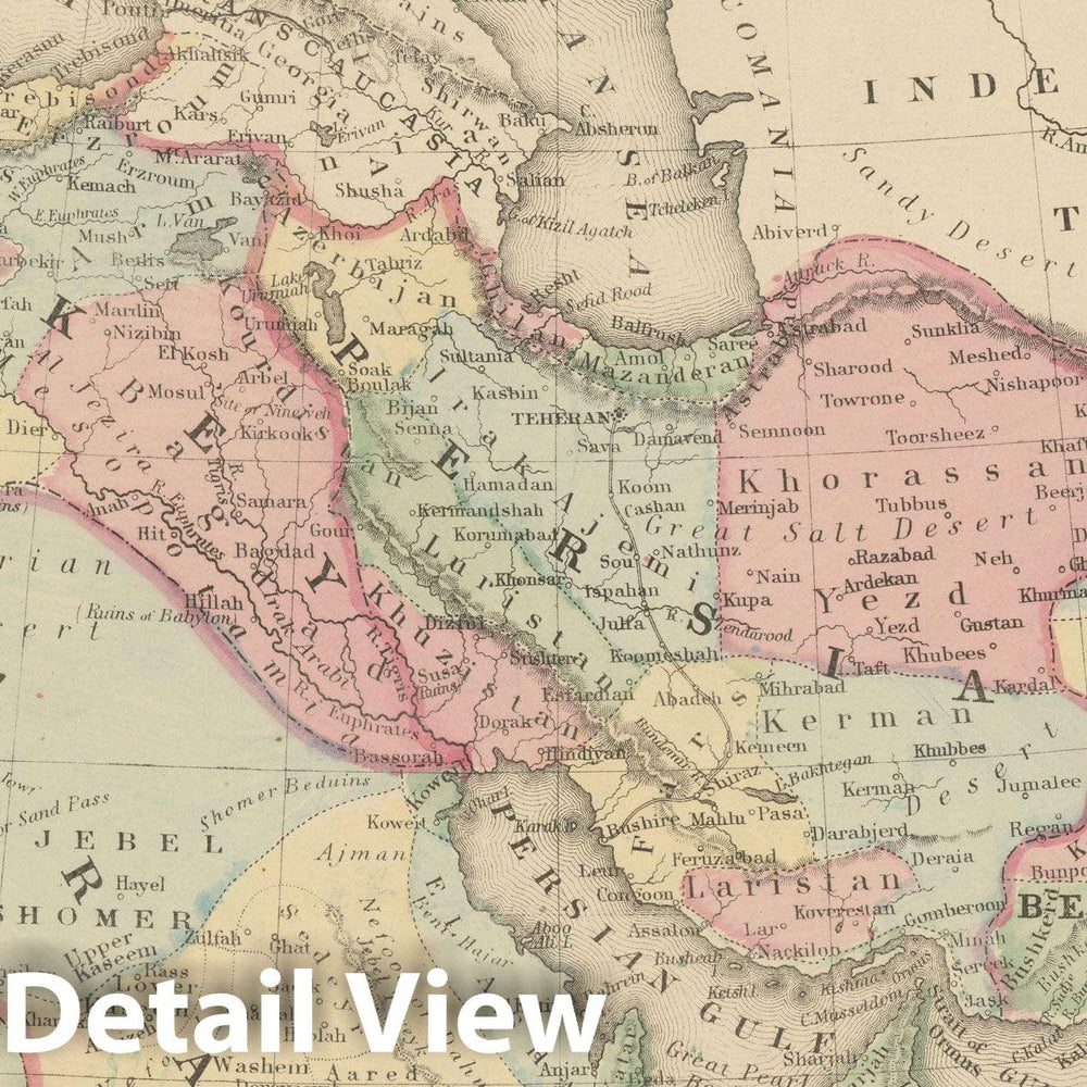Historic Map : Middle East 1882 , Mitchell's New General Atlas , Vintage Wall Art